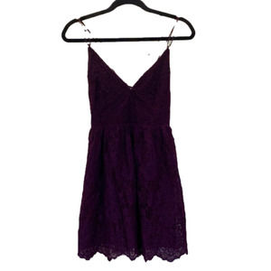 Tobi Wine Floral Lace Dress, Backless Spaghetti Straps Tight, Medium